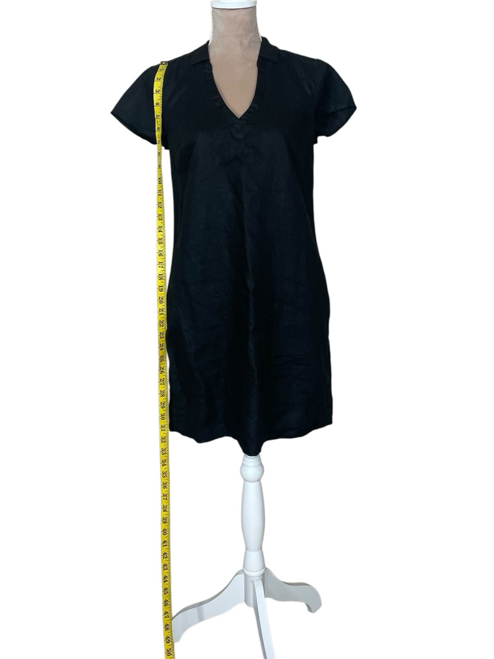 Tommy Bahama “Two Palms” Black Short Sleeve Linen Collared Dress - Picture 7 of 11